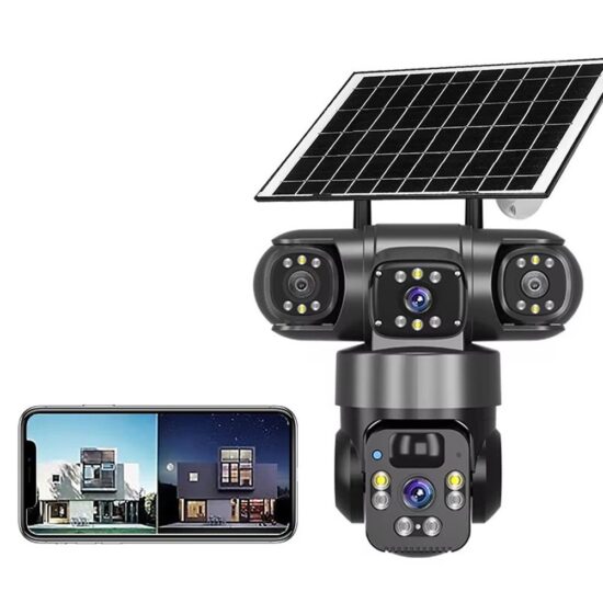 4G SIM Support Real 3-Lens 12MP Outdoor Solar CCTV Camera